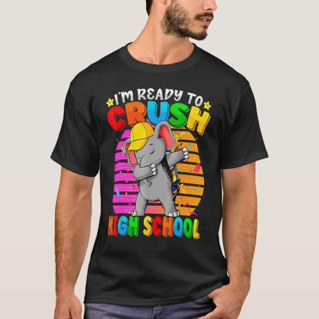 High School Dabbing Elephant Back To School Backpa T-Shirt (Front)