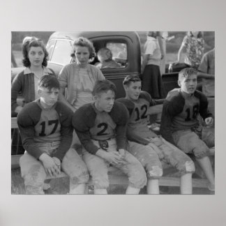 High School Football, 1941. Vintage Photo Poster