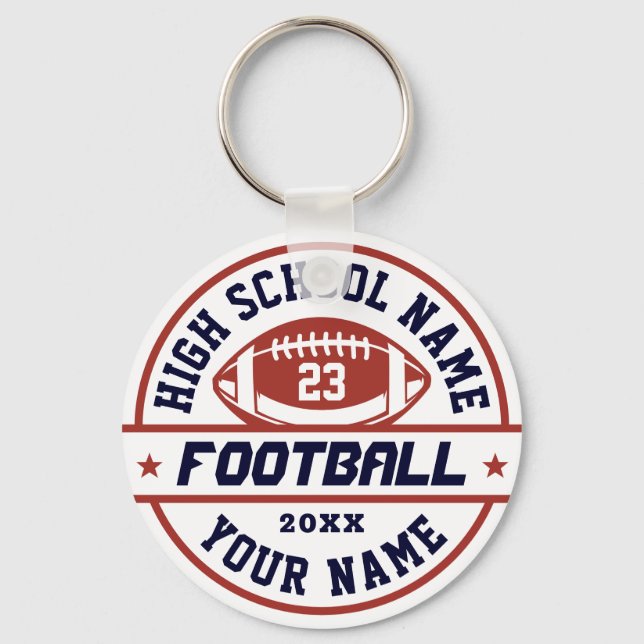 High School Football Team Customise Sports Key Ring (Front)