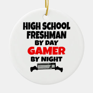 High School Freshman by Day Gamer by Night Ceramic Tree Decoration