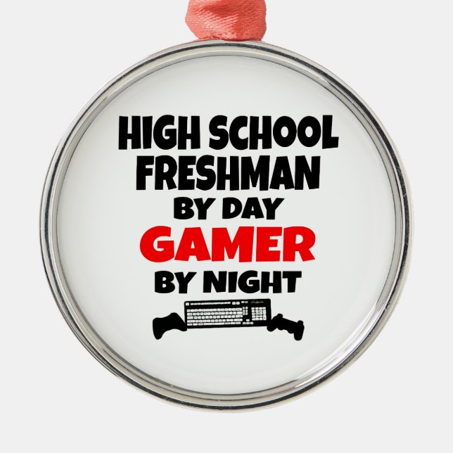 High School Freshman by Day Gamer by Night Metal Tree Decoration (Front)