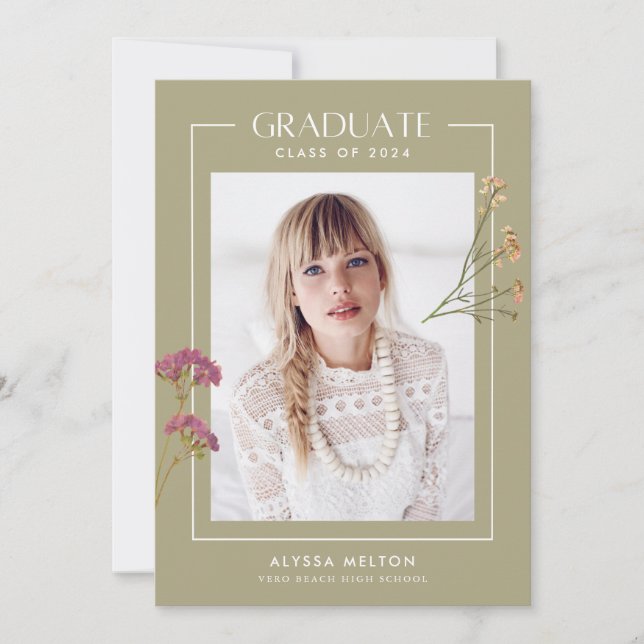 High School Girl's Wildflower Photo Graduation (Front)