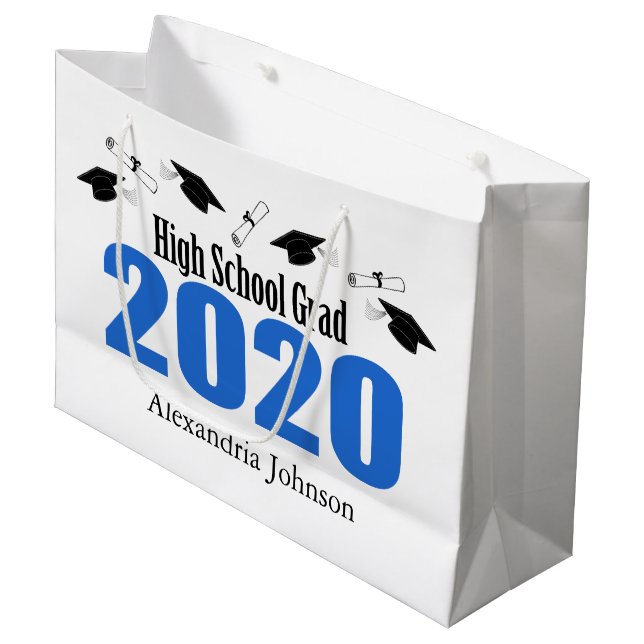 High School Grad 2020 Graduation Gift Bag (Blue) (Front Angled)