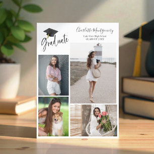 High School Grad Announcement 4 Photo Calligraphy