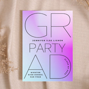 High School Grad Party Black Ombre Modern Minimal Invitation