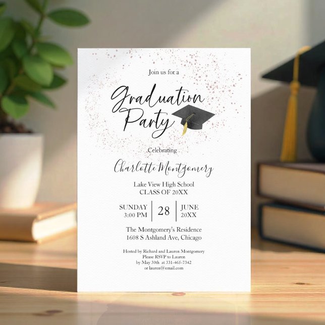 High School Grad Party Modern Splash Glitter Invitation (Creator Uploaded)