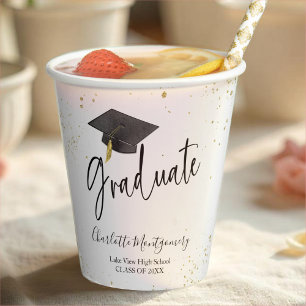 High School Grad Party Modern Splash Glitter Paper Cups