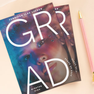 HIGH SCHOOL GRAD   White Bold Photo text Announcement