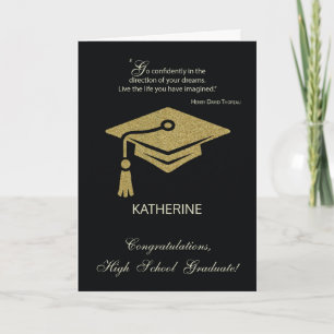 High School Graduate Congratulations Black Gold Card