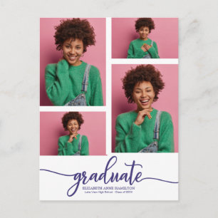 High School Graduation Announcement 4 Photo Postca Postcard