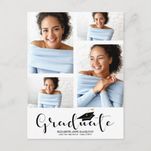High School Graduation Announcement 4 Photo Postca Postcard