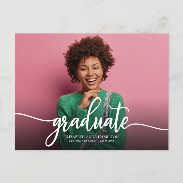High School Graduation Announcement Simple Chic  Postcard (Front)