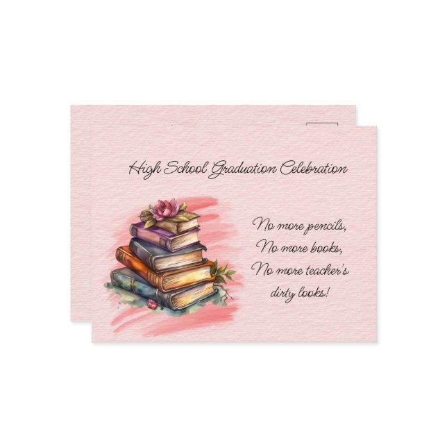 High School Graduation Celebration Invitation Postcard (Front/Back In Situ)