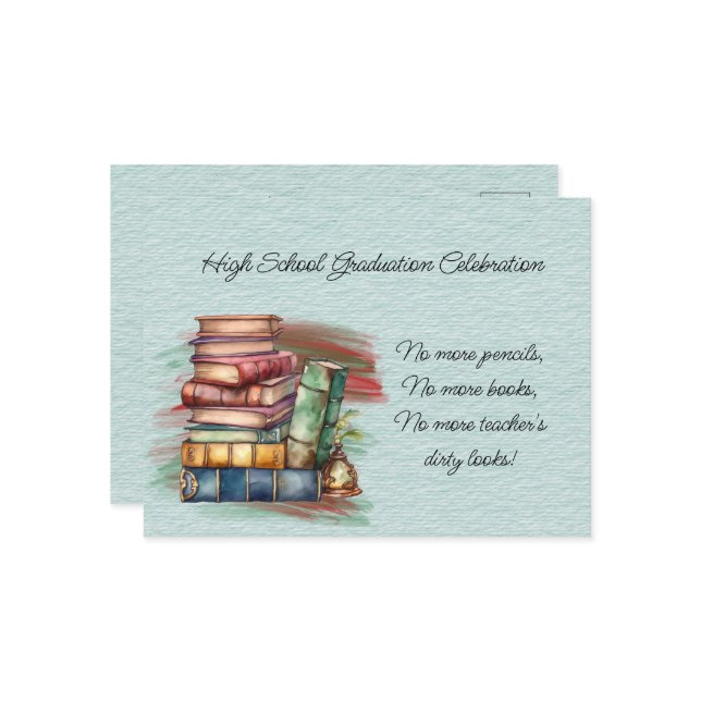 High School Graduation Celebration Invitation Postcard (Front/Back In Situ)