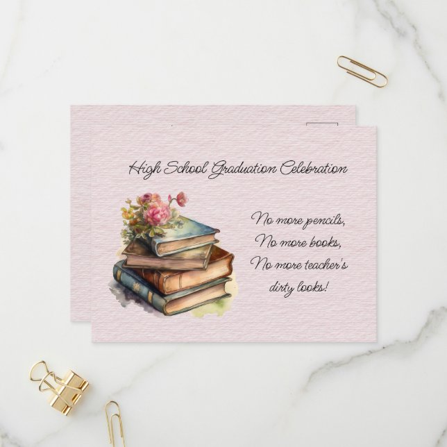 High School Graduation Celebration Invitation Postcard (Front/Back In Situ)