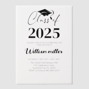 High School Graduation Class of 2025,Minimal grad Vellum Invitations