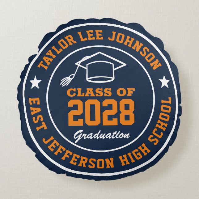 High School Graduation College Grad Class Of Round Cushion (Front)