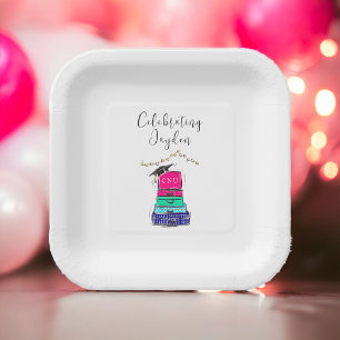 High School Graduation College Suitcases Year Paper Plate