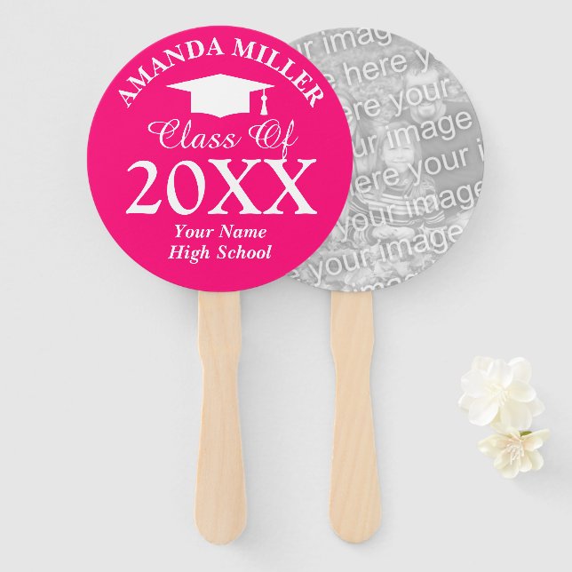 High school graduation custom photo hand fans (Front and Back)