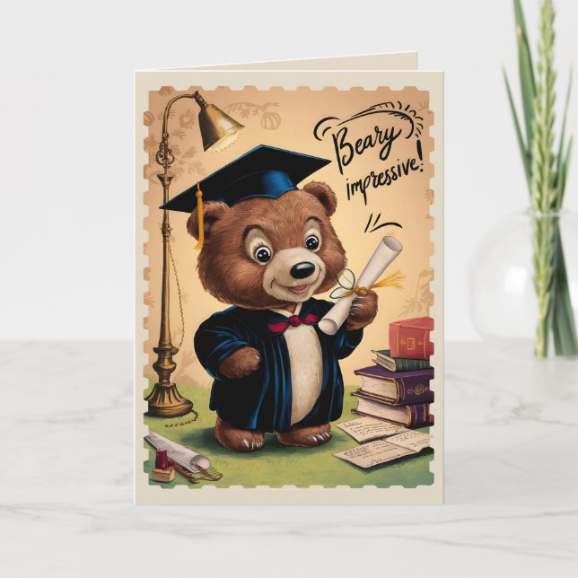 High School Graduation Cute Bear personalised Card (Front)