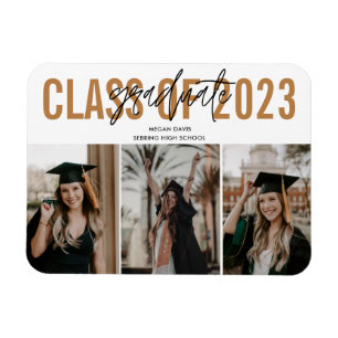 High School Graduation Gold Photo Magnet