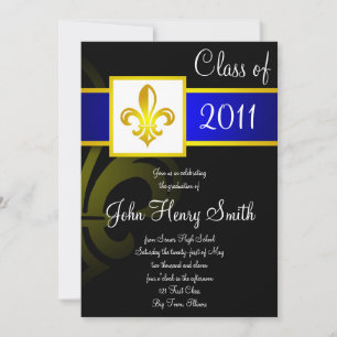 High School Graduation Invitation Blue on Black