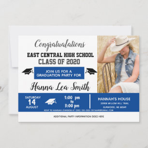High School Graduation Party Ideas Blue Graduation Announcement