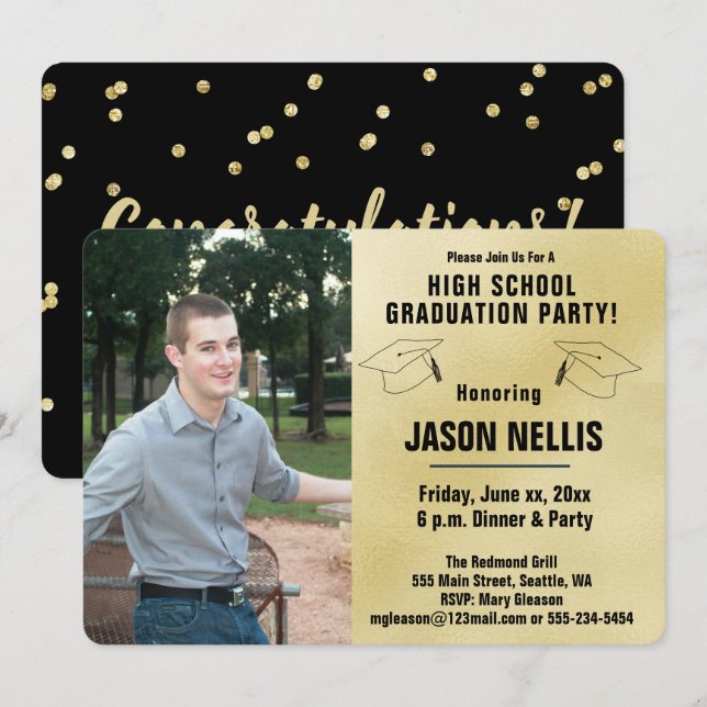 High School Graduation Party - Photo Invitation (Front/Back)