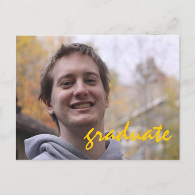 High School Graduation Party Yellow Grad Photo Invitation Postcard (Front)