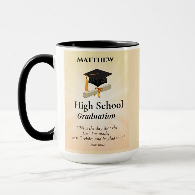 High School Graduation Personalised Sunburst Mug (Left)