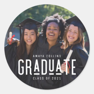High School Graduation Photo Class of 2022 Classic Round Sticker