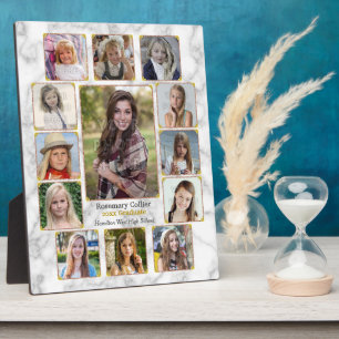 High School Graduation Photo Collage White Marble Plaque