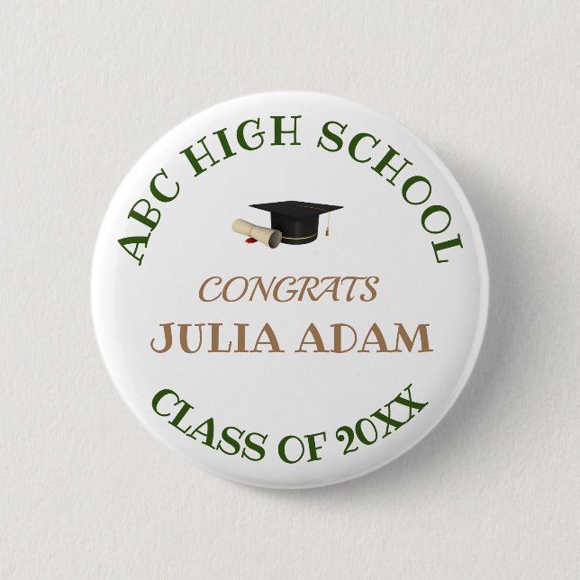 High School Graduation Senior celebration Script 6 Cm Round Badge (Front)