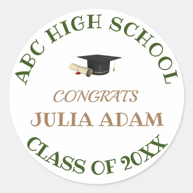 High School Graduation Senior celebration Script Classic Round Sticker (Front)