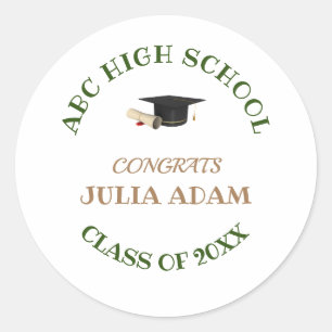 High School Graduation Senior celebration Script Classic Round Sticker