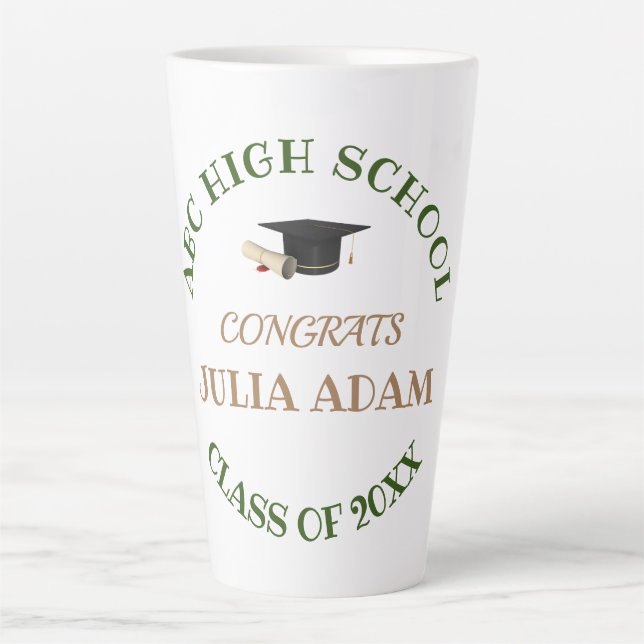 High School Graduation Senior celebration Script Latte Mug (Front)