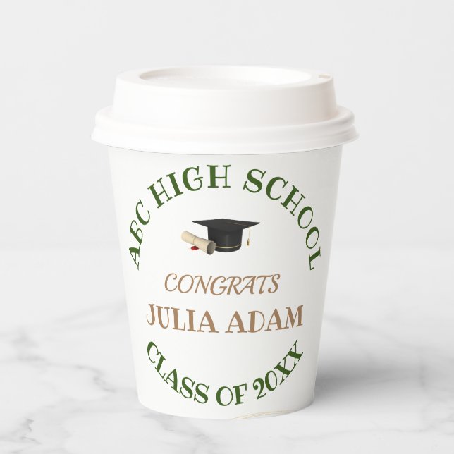 High School Graduation Senior celebration Script Paper Cups (Front)