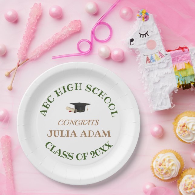 High School Graduation Senior celebration Script Paper Plate (Party)