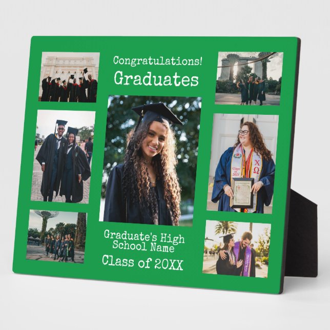 High School Green Congratulations Graduates Photo Plaque (Side)