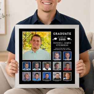 High School K-12 Photo Collage Custom Colours Poster