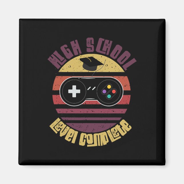 High School Level Complete Funny Graduation Gamer  Magnet (Front)