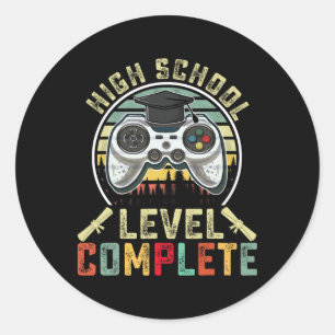 High School Level Complete Gamer School Graduation Classic Round Sticker