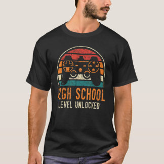 High School Level Unlocked Video Game Teacher Back T-Shirt