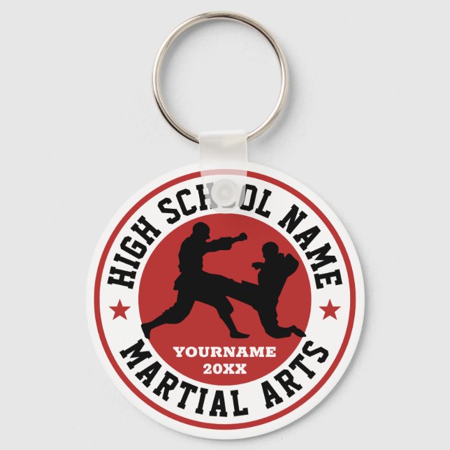 High School Martial Arts Club Custom Colour Sports Key Ring (Front)