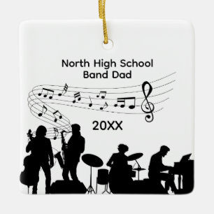 High School Music Band Dad Holiday Ceramic Ornament