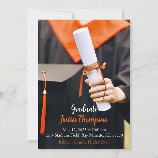 High School or College Photo Graduation Invitation (Front)