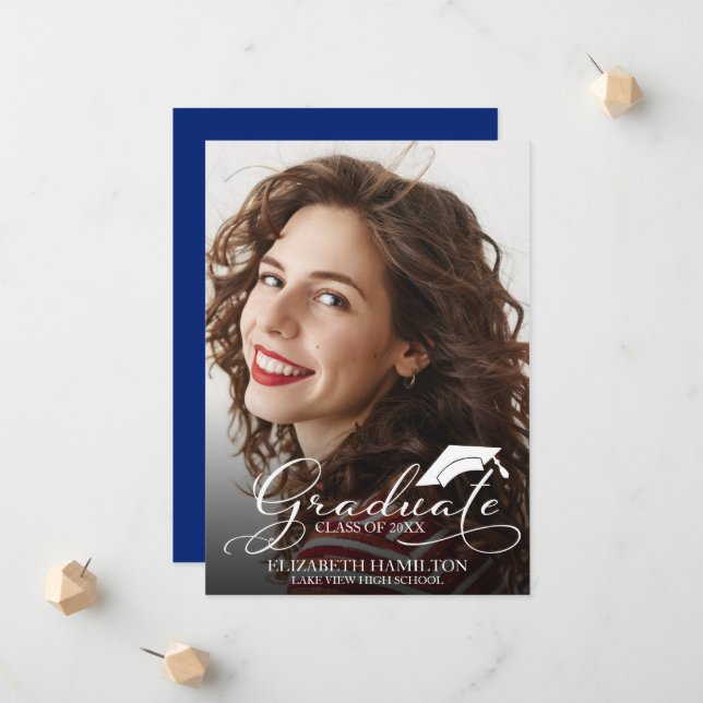 High School Photo Graduation Announcement Card (Front/Back In Situ)