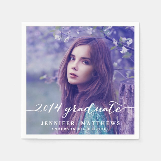 High School Photo Graduation Paper Napkins (Front)