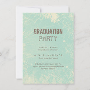 High School Photo Graduation Party Green Grunge Invitation