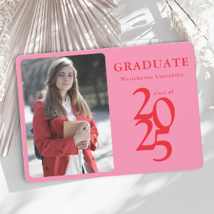 High School Photo Retro Pink Graduation Party Invitation